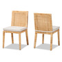 "Sofia-Natural-DC" Sofia Modern And Contemporary Natural Finished Wood And Rattan 2-Piece Dining Chair Set