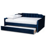 "CF9172-Navy Blue Velvet-Daybed-F/T" Lennon Modern And Contemporary Navy Blue Velvet Fabric Upholstered Full Size Daybed With Trundle
