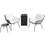 Naya 4 Piece Fire Pit: 2 Chairs With Pillows, Side Table, Glass Top Fire Pit "NAYA4PCGFP-WHT"