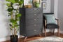 "LV19COD1923-Dark Grey-5DW-Chest" Baxton Studio Kelson Modern And Contemporary Dark Grey And Gold Finished Wood 5-Drawer Chest