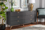 "LV19COD19231-Dark Grey-6DW-Dresser" Baxton Studio Kelson Modern And Contemporary Dark Grey And Gold Finished Wood 6-Drawer Dresser