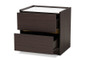 "LV25ST2524-Modi Wenge/Marble-NS" Baxton Studio Walker Modern And Contemporary Dark Brown And Gold Finished Wood Nightstand With Faux Marble Top