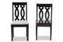 "RH334C-Grey/Dark Brown-DC-2PK" Baxton Studio Cherese Modern And Contemporary Grey Fabric Upholstered And Dark Brown Finished Wood 2-Piece Dining Chair Set