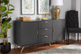 "LV19BFT1917-Dark Grey-Buffet" Baxton Studio Kelson Modern And Contemporary Dark Grey And Gold Finished Wood 2-Door Sideboard Buffet