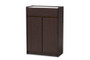 "LV25SC2515-Modi Wenge/Marble-Shoe Cabinet" Baxton Studio Walker Modern And Contemporary Dark Brown And Gold Finished Wood Shoe Cabinet With Faux Marble Top