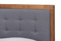 "Alida-Dark Grey/Ash Walnut-Twin" Baxton Studio Alida Mid-Century Modern Dark Grey Fabric Upholstered And Walnut Brown Finished Wood Twin Size Platform Bed