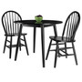 Moreno 3-Piece Set, Drop Leaf Table & 2 Windsor Chairs, Black "20336"