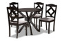 "Carlin-Grey/Dark Brown-5PC Dining Set" Baxton Studio Carlin Modern Transitional Grey Fabric Upholstered And Dark Brown Finished Wood 5-Piece Dining Set