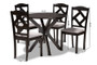"Carlin-Grey/Dark Brown-5PC Dining Set" Baxton Studio Carlin Modern Transitional Grey Fabric Upholstered And Dark Brown Finished Wood 5-Piece Dining Set