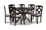 "Carlin-Grey/Dark Brown-7PC Dining Set" Baxton Studio Carlin Modern Transitional Grey Fabric Upholstered And Dark Brown Finished Wood 7-Piece Dining Set