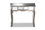 "JY13010-Silver-Console" Baxton Studio Elgin Contemporary Glam And Luxe Brushed Silver Finished Wood And Mirrored Glass 1-Drawer Console Table