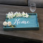 Elegant Designs Decorative Wood Serving Tray With Handles, 15.50" X 12", Blue Wash "Home" "HG2000-BHW"