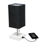 Simple Designs Petite White Stick Lamp With Usb Charging Port And Fabric Shade, Black "LT1088-BAW"