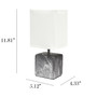 Simple Designs Petite Marbled Ceramic Table Lamp With Fabric Shade, Black With White Shade "LT2071-BAW"