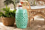 "H01-101371B Aqua Metal Side Table" Baxton Studio Hallie Modern And Contemporary Aqua Finished Metal Outdoor Side Table