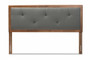 "MG9731-Dark Grey/Walnut-King-HB" Baxton Studio Abner Modern and Contemporary Transitional Dark Grey Fabric Upholstered and Walnut Brown Finished Wood King Size Headboard