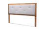 "MG9731-Light Grey/Walnut-Queen-HB" Baxton Studio Abner Modern and Contemporary Transitional Light Grey Fabric Upholstered and Walnut Brown Finished Wood Queen Size Headboard