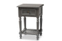 "JY20B071-Grey-NS" Baxton Studio Sheldon Modern and Contemporary Vintage Grey Finished Wood 1-Drawer Nightstand