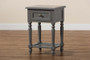 "JY20B071-Grey-NS" Baxton Studio Sheldon Modern and Contemporary Vintage Grey Finished Wood 1-Drawer Nightstand