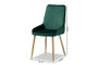 "DC177-Emerald Green Velvet/Gold-DC" Baxton Studio Priscilla Contemporary Glam and Luxe Green Velvet Fabric Upholstered and Gold Finished Metal 2-Piece Dining Chair Set