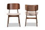 "WM1892B-Latte/Walnut-DC" Baxton Studio Alston Mid-Century Modern Beige Fabric Upholstered and Walnut Brown Finished Wood 2-Piece Dining Chair Set