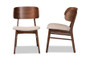 "WM1892B-Latte/Walnut-DC" Baxton Studio Alston Mid-Century Modern Beige Fabric Upholstered and Walnut Brown Finished Wood 2-Piece Dining Chair Set