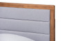 "Seren-Light Grey/Walnut-Twin-HB" Baxton Studio Seren Mid-Century Modern Light Grey Fabric Upholstered and Walnut Brown Finished Wood Twin Size Platform Bed