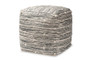 "Macaco-Ivory/Grey-Pouf" Baxton Studio Macaco Modern and Contemporary Moroccan Inspired Dark Grey and Ivory Handwoven Cotton Blend Pouf Ottoman