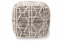 "Sentir-Ivory/Black-Pouf" Baxton Studio Sentir Modern and Contemporary Moroccan Inspired Ivory and Black Handwoven Wool Blend Pouf Ottoman