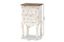 "JY20B091-Antique White-NS" Baxton Studio Levron Classic and Traditional Two-Tone Walnut Brown and Antique White Finished Wood 2-Drawer Nightstand