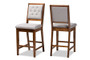 "RH2083P-Grey/Walnut-PC" Baxton Studio Gideon Modern and Contemporary Grey Fabric Upholstered and Walnut Brown Finished Wood 2-Piece Counter Stool Set