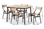 "D01309-Oak/Black-5PC Dining Set" Baxton Studio Carmen Modern and Contemporary Oak Brown Finished Wood and Dark Brown Metal 5-Piece Dining Set