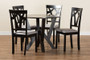"Branca-Grey/Dark Brown-5PC Dining Set" Baxton Studio Branca Modern and Contemporary Grey Fabric Upholstered and Dark Brown Finished Wood 5-Piece Dining Set
