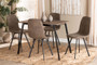"DC108-Grey/Black-5PC Dining Set" Baxton Studio Filicia Modern Transitional Grey Faux Leather Effect Fabric Upholstered and Black Metal 5-Piece Dining Set