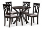"Luise-Grey/Dark Brown-5PC Dining Set" Baxton Studio Luise Modern and Contemporary Grey Fabric Upholstered and Dark Brown Finished Wood 5-Piece Dining Set
