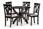 "Rasa-Grey/Dark Brown-5PC Dining Set" Baxton Studio Rasa Modern and Contemporary Grey Fabric Upholstered and Dark Brown Finished Wood 5-Piece Dining Set