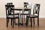 "Telma-Grey/Dark Brown-5PC Dining Set" Baxton Studio Telma Modern and Contemporary Grey Fabric Upholstered and Dark Brown Finished Wood 5-Piece Dining Set
