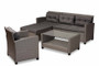 "MLM-210606-Dark Grey" Baxton Studio Darian Modern and Contemporary Grey Fabric Upholstered and Grey Synthetic Rattan 4-Piece Patio Set