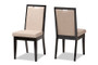 "RH2082C-Sand/Dark Brown-DC-2PK" Baxton Studio Octavia Modern and Contemporary Sand Fabric Upholstered and Dark Brown Finished Wood 2-Piece Dining Chair Set