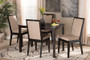 "Rosa-Sand/Dark Brown-5PC Dining Set" Baxton Studio Rosa Modern and Contemporary Sand Fabric Upholstered and Dark Brown Finished Wood 5-Piece Dining Set