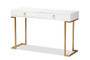 "JY20B168-White/Gold" Baxton Studio Beagan Modern and Contemporary White Finished Wood and Gold Metal 2-Drawer Console Table
