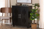 "SESC260WI-Black-Shoe Cabinet" Baxton Studio Renley Modern and Contemporary Black Finished Wood 2-Door Shoe Storage Cabinet