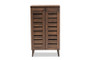 "SESC70180WI-Columbia-Shoe Cabinet" Baxton Studio Salma Modern and Contemporary Walnut Brown Finished Wood 2-Door Shoe Storage Cabinet