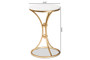 "H01-100353-Metal/Marble Side Table" Baxton Studio Tarmon Modern and Contemporary Gold Finished Metal End Table with Marble Tabletop