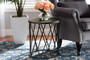 "H01-102535 Metal Side Table" Baxton Studio Finnick Modern Industrial Antique Black finished Metal End Table