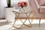 "H01-94137-Metal/Marble Side Table" Baxton Studio Hadley Modern and Contemporary Gold Finished Metal End Table with Marble Tabletop