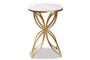 "H01-97048-Metal/Marble Side Table" Baxton Studio Jaclyn Modern and Contemporary Gold Finished Metal End Table with Marble Tabletop