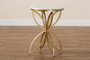 "H01-97048-Metal/Marble Side Table" Baxton Studio Jaclyn Modern and Contemporary Gold Finished Metal End Table with Marble Tabletop