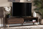"LV12TV12120WI-Columbia-TV" Baxton Studio Dena Mid-Century Modern Walnut Brown Wood and Gold Finished TV Stand