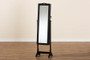 "JC465B-BK-BLACK" Baxton Studio Madigan Modern and Contemporary Black Finished Wood Jewelry Armoire with Mirror